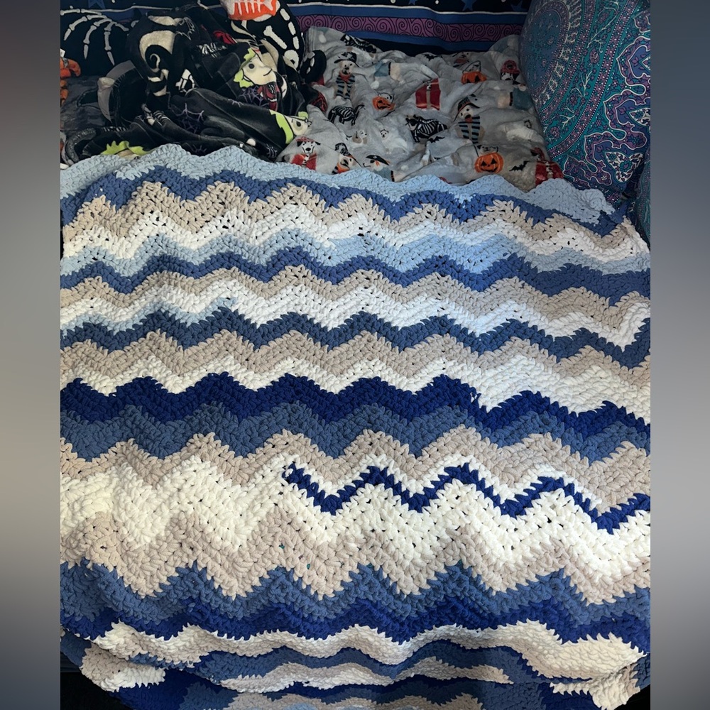 Handmade Crochet Chevron Blanket